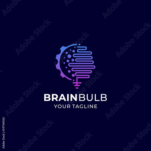 brain bulb logo vector design template