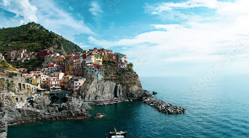 The wonderful views from the Cinque Terre, Liguria. Rio Maggiore, Monterosso al Mare, Vernazza; corniglia, Manarola are some of the most beautiful places on the Riviera. With their colorful houses.