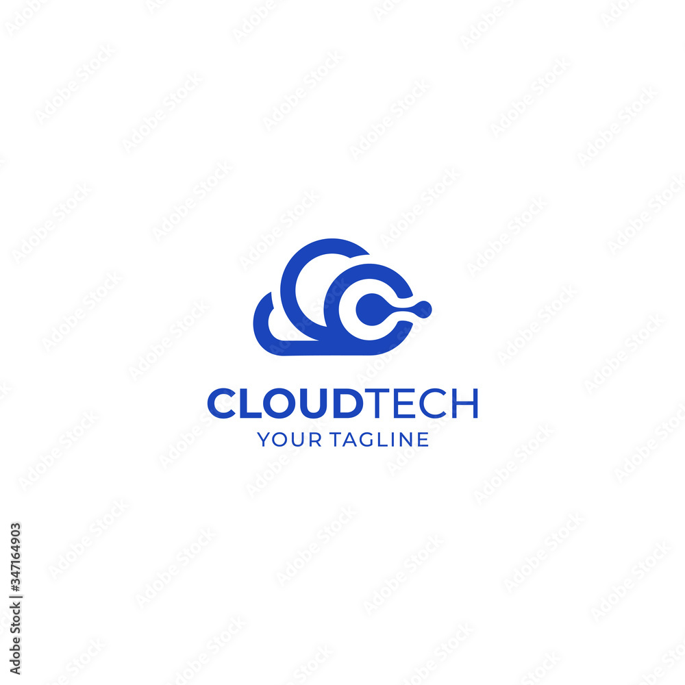 cloud tech logo vector design template