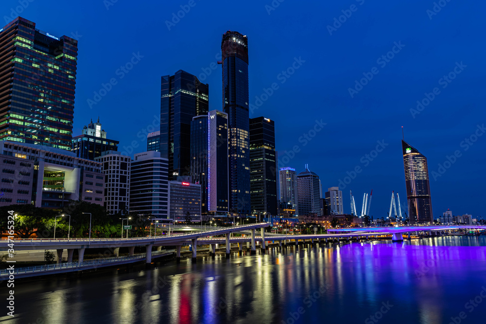 Obraz premium Brisbane City by night, Queensland, Australia