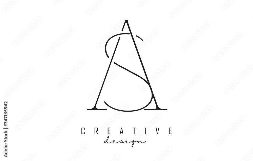 AS A S letter logo design. AS icon with serif font and an elegant and stylish look vector illustration. AS A S letter logo design. AS icon with serif font and an elegant and stylish look vector illustration.