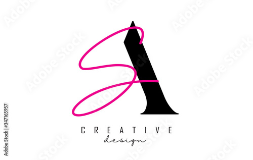 Letters AS a s signature monogram vector logo. Creative Serif and Handwritten Vector Illustration with letter A and letter S.