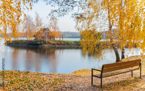 sweet home autumn with bench