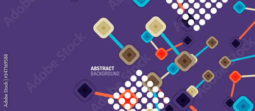 Abstract square dot connections, flat style multicolored geometric background for Wallpaper, Banner, Background, Card, Book Illustration, landing page or poster design