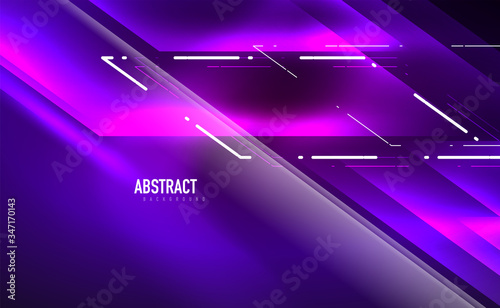 Dynamic neon shiny abstract background. Trendy abstract layout template for business or technology presentation, internet poster or web brochure cover, wallpaper