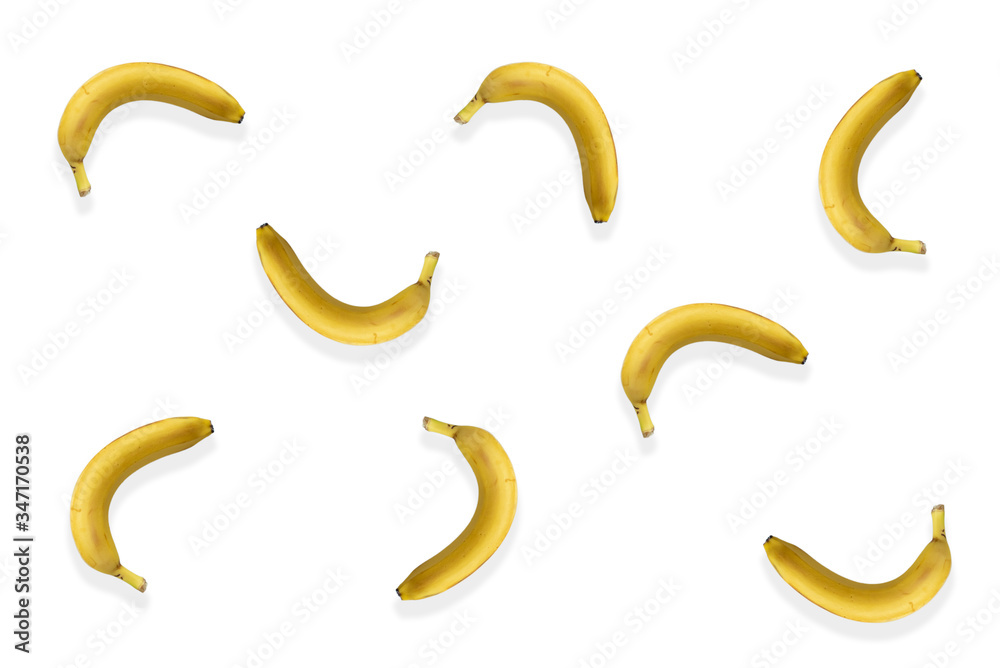 Bananas isolated on a white background. Top view. Bananas isolated on a white background. Top view.