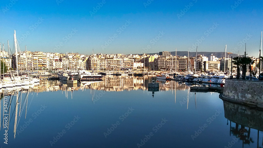 Pnoramic view of Pasalimani,and marina zeas at Piraerus port in Greece