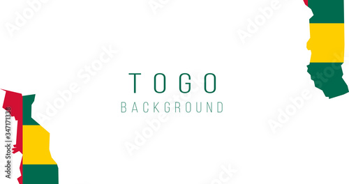 Togo flag map background. The flag of the country in the form of borders. Stock vector illustration isolated on white background.