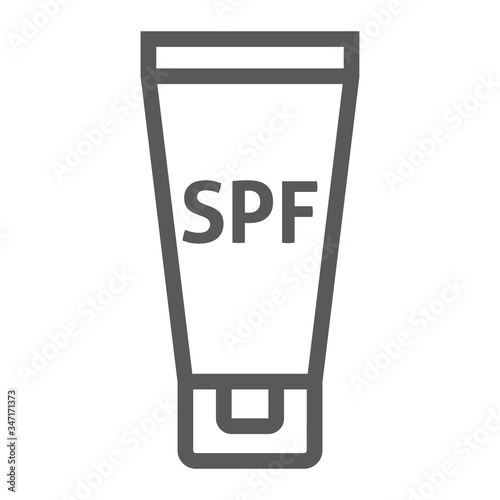 Sunscreen line icon, uv protection and beach, spf sign vector graphics, a linear icon on a white background, eps 10.