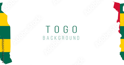 Togo flag map background. The flag of the country in the form of borders. Stock vector illustration isolated on white background.