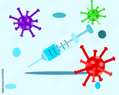 Vector vaccine anti virus and bacteria concepts. Illustration drugs vaccines killer virus