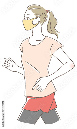 女性　ランニング　マスク