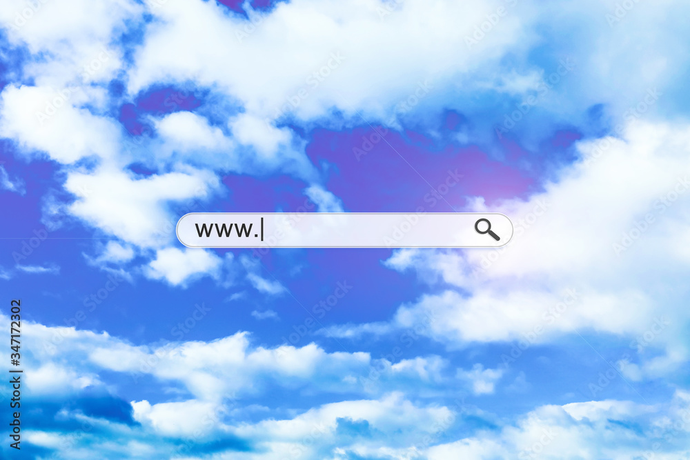 Search bar and blue sky on background Search bar and blue sky on background