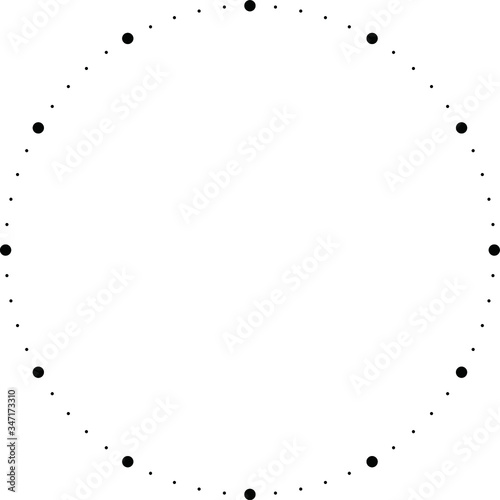 Clock face. Blank hour dial. Dots mark minutes and hours. Simple flat vector illustration.