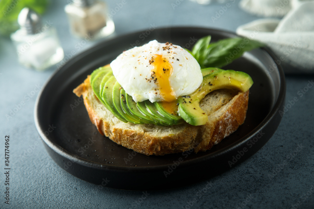 Avocado toast with poached egg Avocado toast with poached egg