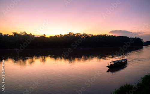 Sunset over Tambopata River
