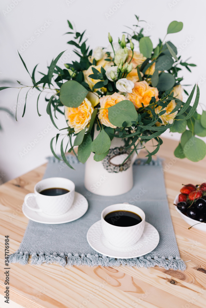 cup of coffee and flowers cup of coffee and flowers