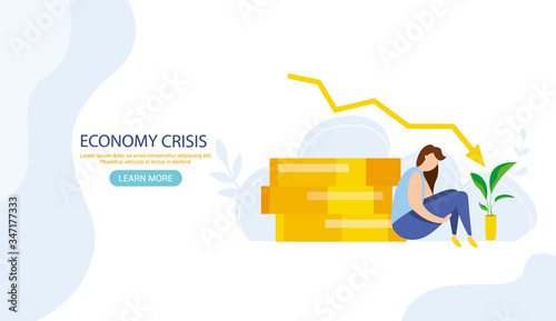 World financial crisis. Oil price drop. Collapse of the economy. Bankruptcy. Down arrow stocks graph. Economy stock market crash down. Depression amid losing money Web banner for internet site vector