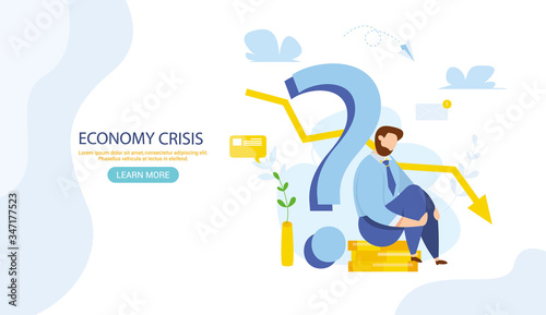 World financial crisis. Oil price drop. Collapse of the economy. Bankruptcy. Down arrow stocks graph. Economy stock market crash down. Depression amid losing money Web banner for internet site vector
