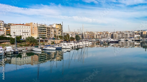 Panoramic view of Pasalimani,and marina zeas at Piraerus port in Greece