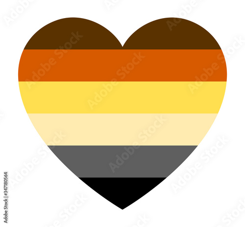 International Bear Brotherhood pride flag, in heart shape icon on white background, vector illustration