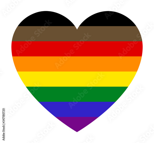 Philadelphia pride flag, in heart shape icon on white background, vector illustration