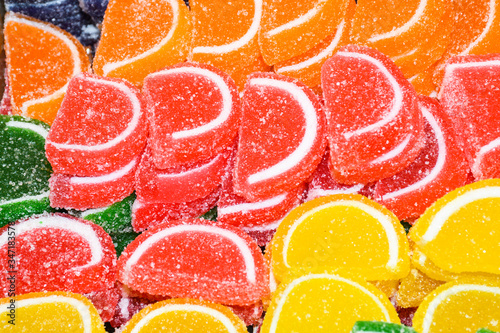 Sugar-sprinkled candies, jelly, marmalade, sweet, candy, sugar, tasty, color, multicolored