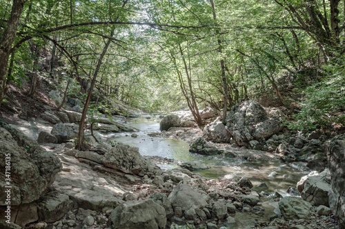 The mountain river Auzun-Uzen, the Great Crimean Canyon, the Crimean peninsula,
 the Bakhchisarai district, the village of Sokolinoe
 photo