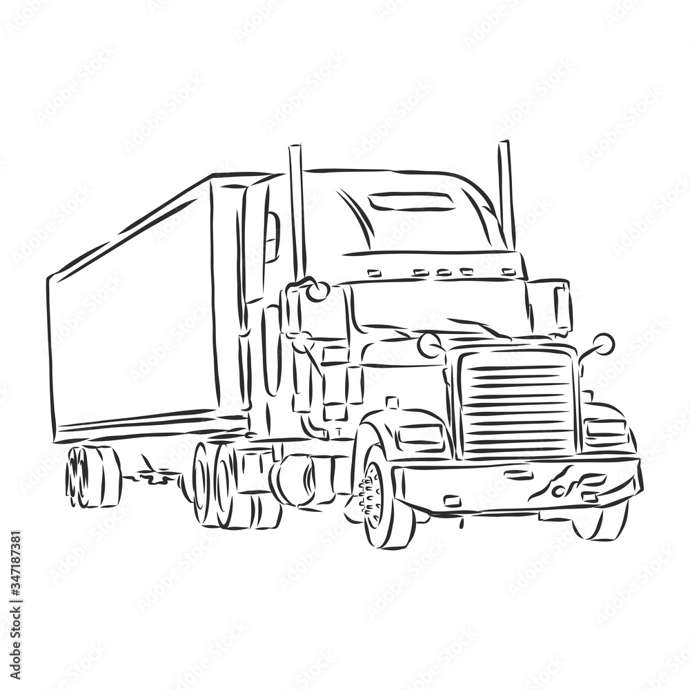 truck symbol, sketch in simple lines. truck vector sketch illustration