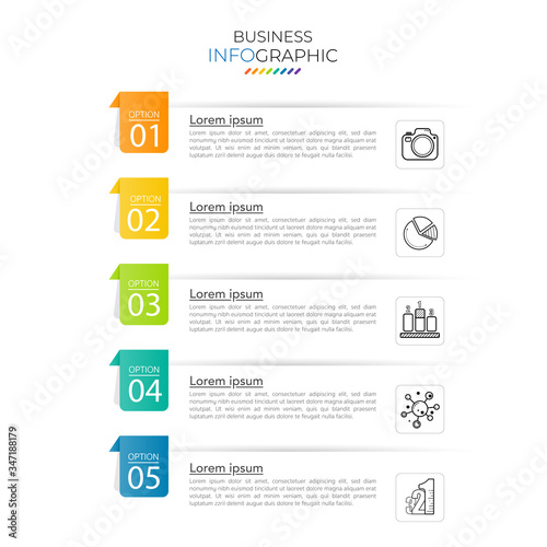 Infographic of multidirectional pointers on a signpost with numbers 5 options can be used for workflow layout, diagram, number options, web design.
