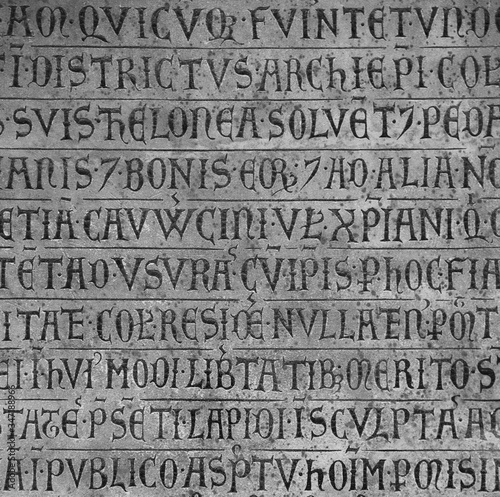 Old Latin text engraved on stone, Cologne, Germany