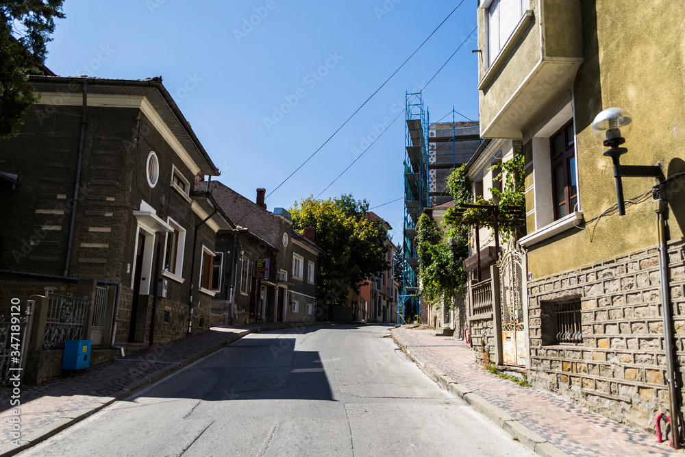Street with old houses in Veliko Tarnovo, Bulgaria