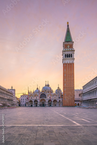 St. Mark's square in Venice during sunrise