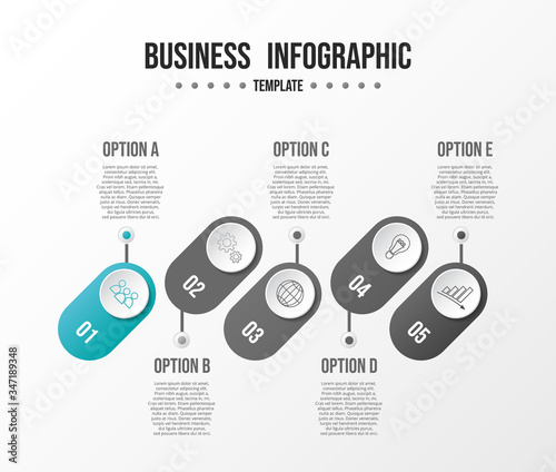 Gray infographic with business icons. Diagram. Vector