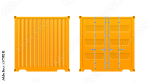 Yellow freight container.
Large container for ship isolated on a white background. Vector.
