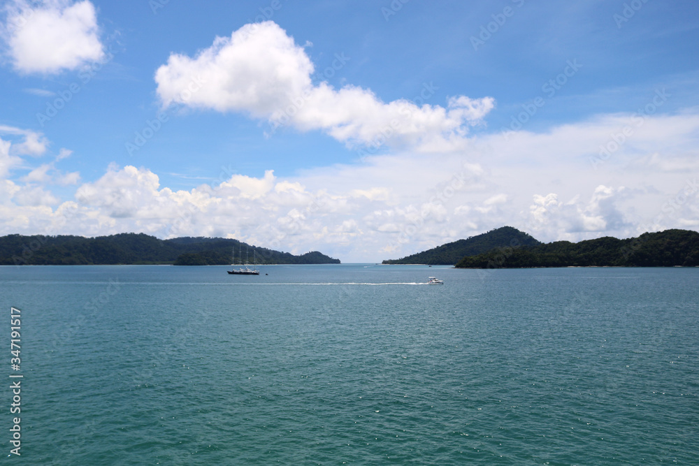 view of the sea and mountains at Langkawi, Malaysia