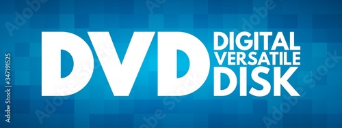 DVD - Digital Versatile Disk acronym, technology concept background