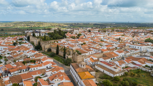Serpa - Alentejo - Portugal. Aerial view of the city of Serpa, wall and historic center