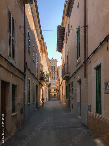 Old town alley in Pollenca  Majorca  Mallorca   Spain.
