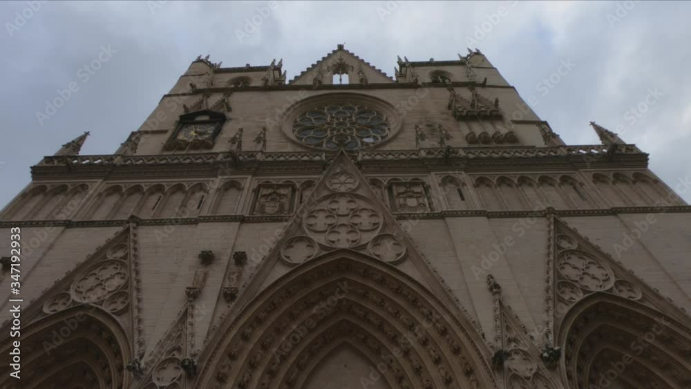 The front elevation of the Lyon Cathedral (Cathedrale SaintJean