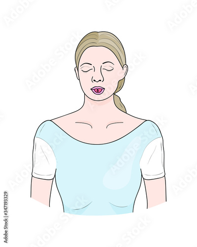 The Cooling Breath: Sheetali Pranayama. Vector.