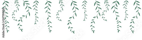 decorative natural rim, branches with small leaves vector illustration isolated on white background