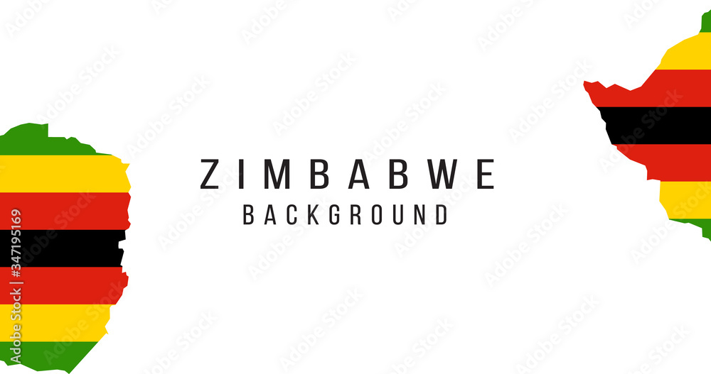 Zimbabwe flag map background. The flag of the country in the form of borders. Stock vector illustration isolated on white background. - obrazy, fototapety, plakaty 