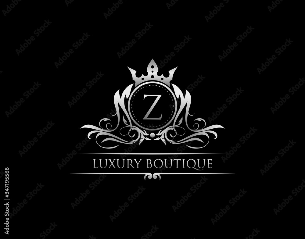 Luxury Royal King N Letter Crest Silver Logo template Luxury Royal King N Letter Crest Silver Logo template