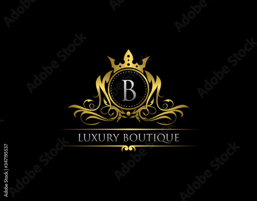 Luxury Royal King B Letter Crest Gold Logo template