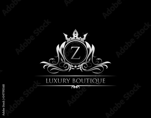 Luxury Royal King N Letter Crest Silver Logo template