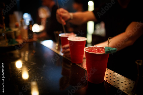 drink with ice in a plastic Cup