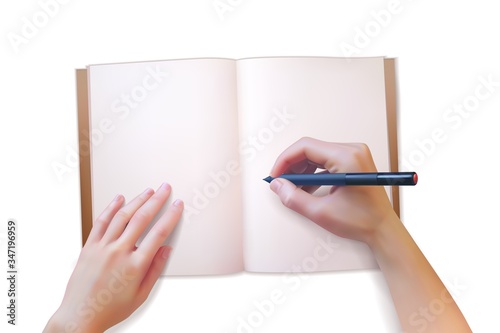Notepad hands illustration