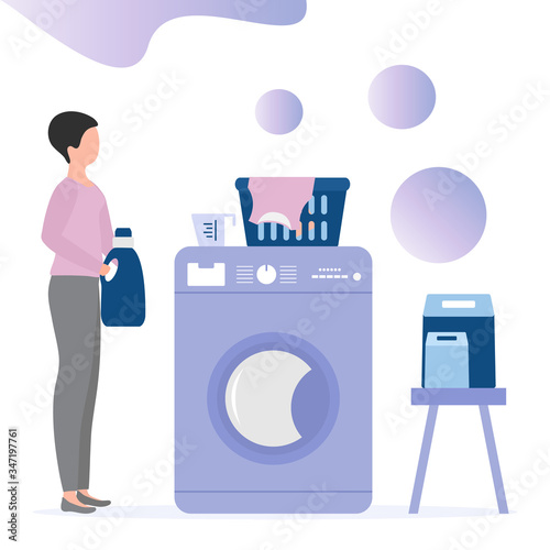 Vector Laundry service Washing clothes Household