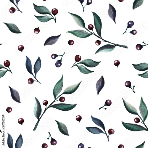 seamless watercolor pattern wild apples © Gefien